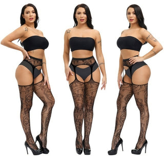 Buy 1640 2021 NEW Plus Size Sexy Women Stocking Fishnet High Waist Transparent
