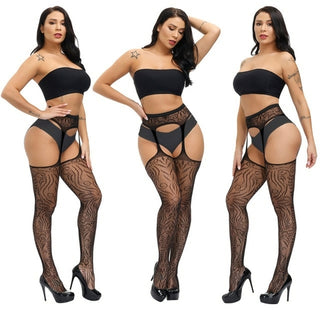 Buy 1649 2021 NEW Plus Size Sexy Women Stocking Fishnet High Waist Transparent