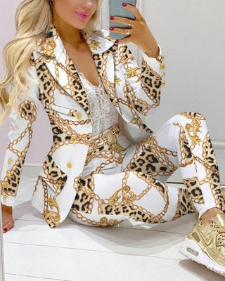 Buy chains Long Sleeve  Office Lady Two Piece