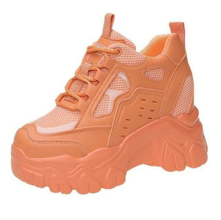 Buy orange-a Mixed Colors Women Sneakers Breathable Platform Shoes