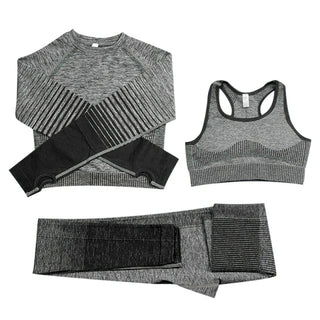 Buy black 2021Workout Sport Suit 2/3PCS Women Seamless Leggings Gym Clothing