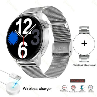 Buy silver-mesh 2022 NFC Smart Watch Men Sport GPS Track Watches Women Wireless