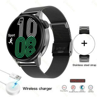 Buy black-mesh 2022 NFC Smart Watch Men Sport GPS Track Watches Women Wireless
