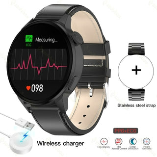 Buy black-leather 2022 NFC Smart Watch Men Sport GPS Track Watches Women Wireless