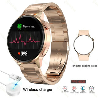 Buy rose-gold-steel 2022 NFC Smart Watch Men Sport GPS Track Watches Women Wireless