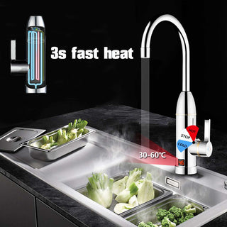 220V 3000W Instant Electric Faucet Tap Hot Water Heater Stainless
