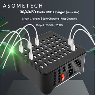 250W 30/40/50 Ports USB Charger For Android iPhone Adapter HUB