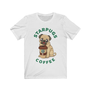 Buy white Pug loves coffee Dogs Lover Short Sleeve Tee