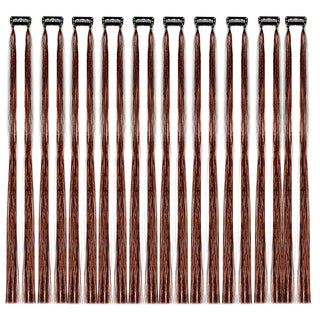 Buy brown 10Pack Sparkle Tinsel Clip on in Hair Extensions