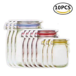 Buy 10pcs Reusable Mason Jar Zipper Bags