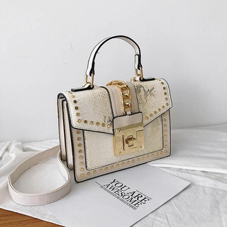 Buy beige-m1901-30 Luxury Small Cross Body Chain Rivet Handbag