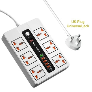 Buy white-uk-plug 3000W 6 Outlet Power Strip Surge Protector Multiprise Smart Home 2