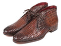 Paul Parkman Men's Brown Woven Leather Chukka Boots