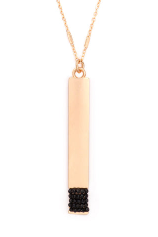Buy matte-gold-black Bar Pendant Necklace