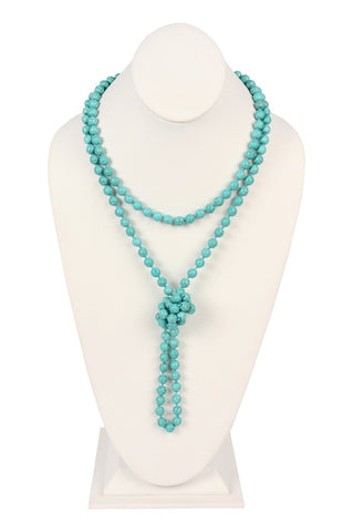 Buy turquoise Hdn2239 - Natural Stone Hand Knotted Long Necklace