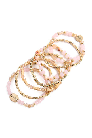 Buy pink &quot;I Believe&quot; Charm Mix Beads Bracelet