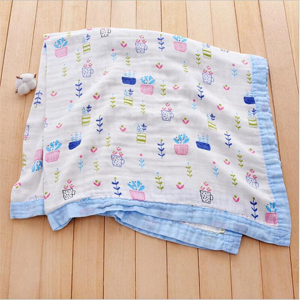 110x120cm 4 and 6 Layers Muslin Bamboo Cotton Newborn Baby Receiving Blanket Swaddling Kids Children Baby Sleeping Blanket