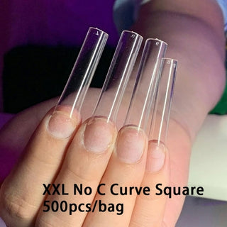 Buy 2xl-no-c-500pc 3XL Extra Long Square Full Cover Acrylic Press On Fake Nails Extra