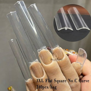 Buy 3xl-square-240pc 3XL Extra Long Square Full Cover Acrylic Press On Fake Nails Extra