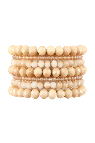 Buy nude Hdb2750 - Seven Lines Glass Beads Stretch Bracelet