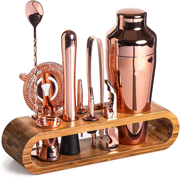 10-Piece Bar Tool Set With Stylish Bamboo Stand