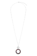 Glass Beaded Hoop Pendant Necklace