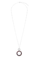 Myn1327 - Glass Beaded Hoop Pendant Necklace