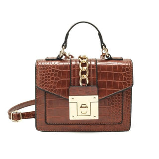 Buy brown-m1901-31 Luxury Small Cross Body Chain Rivet Handbag
