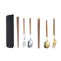 3pcs Portable Gold Cutlery Set Forks Spoons Tableware Travel Cutlery