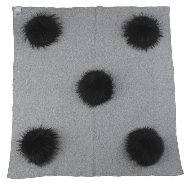 Geebro Newborn Warm Wool Swaddling Blanket With 15cm Real Raccoon Fur Pompom
