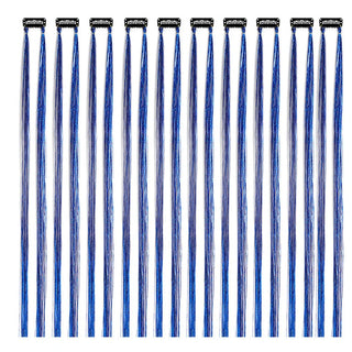 Buy dark-blue 10Pack Sparkle Tinsel Clip on in Hair Extensions