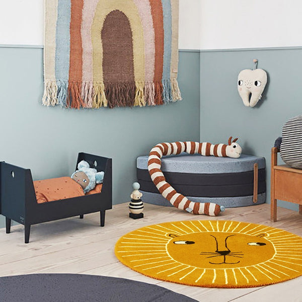 Cartoon Round Carpet Owl Panda Rainbow Printed Nordic Thickened Anti-Fall Mat Bedroom Bedside Children Game Crawling Mat