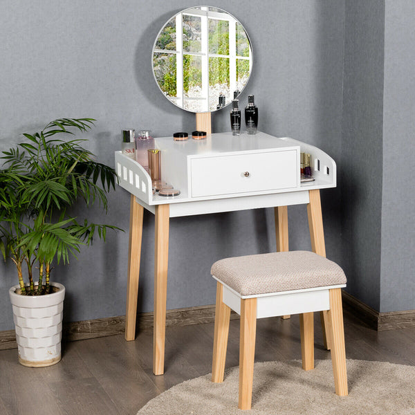 Vanity Dressing Table Set with Adjustable Mirror