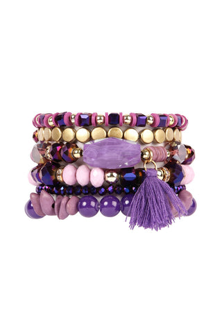 Buy light-purple Boho Tassel Charm Bracelet