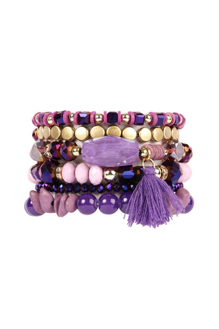Buy light-purple Hdb2201 - Boho Tassel Charm Bracelet
