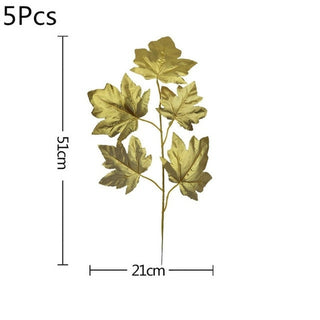 Buy d07-5pcs 5/10pcs Artificial Gold Green Turtle Leaf Scattered Tail Leaf Fake