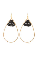 Hde3070 - Open Teardrop With Rondelle Beads Earrings