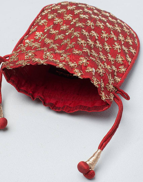 Silk Jaal Embroidered Potli Bag For Women