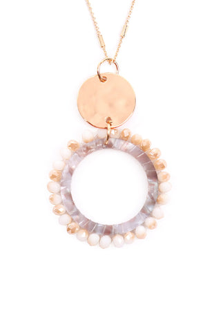 Buy black Glass Beaded Hoop Pendant Necklace