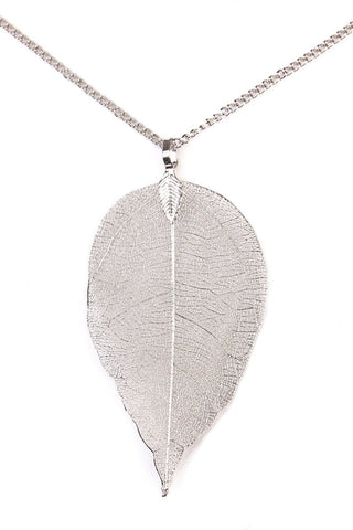 Buy silver Hdn1513 - Filigree Leaf Necklace