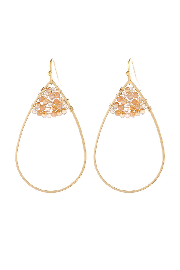 Hde3070 - Open Teardrop With Rondelle Beads Earrings