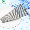 5 Pairs Durable Food Stick Chinese Traditional Flowers Pattern Stainless Steel Chopsticks