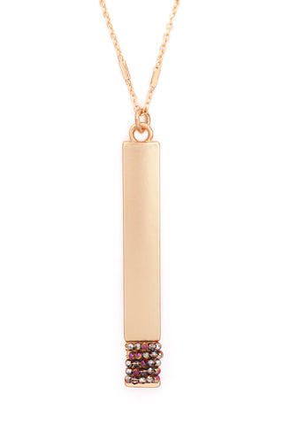 Buy matte-gold-gray Bar Pendant Necklace
