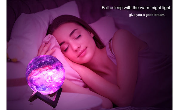 ZK20 3D Printing Moon Lamp Galaxy Moon Light Kids Night Light 16 Color Change Touch and Remote Control Galaxy Light as  Gifts