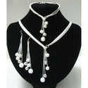 N925 Sterling Silver Color High-Quality Five-Wire Beads New Ladies Wedding Jewelry Party Gift Three-Piece AKS0001