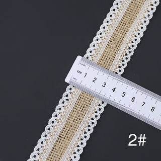 Buy type-2 2m 4 Style Natural Jute Burlap Hessian Lace Ribbon Roll+White Lace