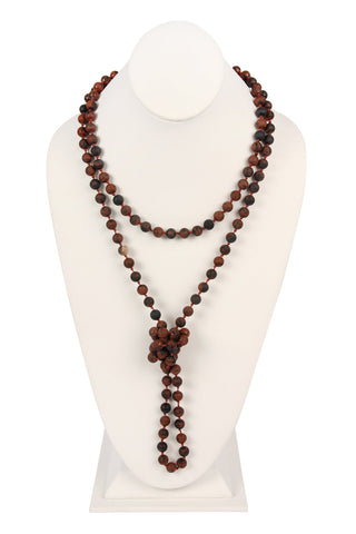 Buy mahogany Hdn2239 - Natural Stone Hand Knotted Long Necklace