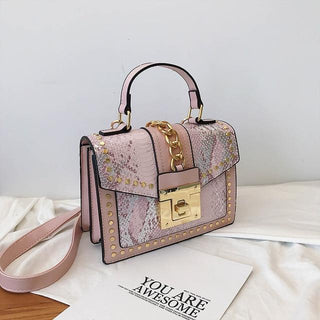 Buy pink-m1901-30 Luxury Small Cross Body Chain Rivet Handbag