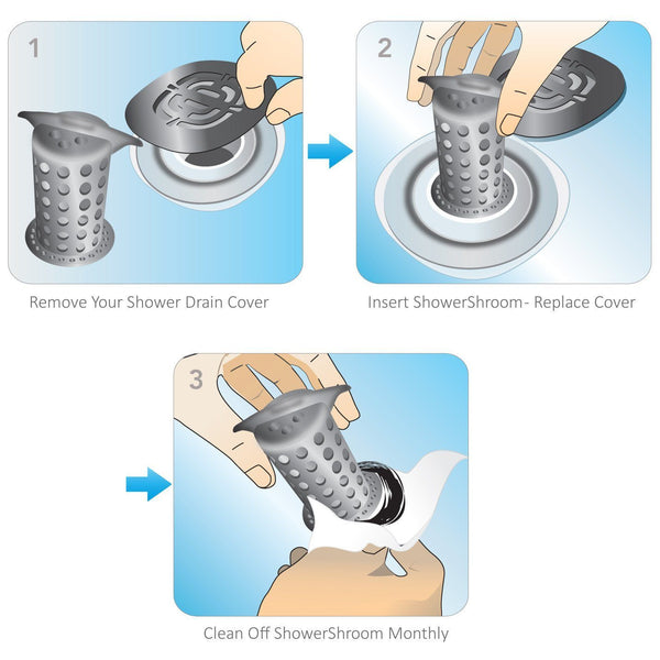 ShowerShroom (Gray) the 2" Hair Catcher That Prevents Clogged Shower Drains