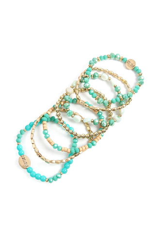 Buy turquoise &quot;I Believe&quot; Charm Mix Beads Bracelet